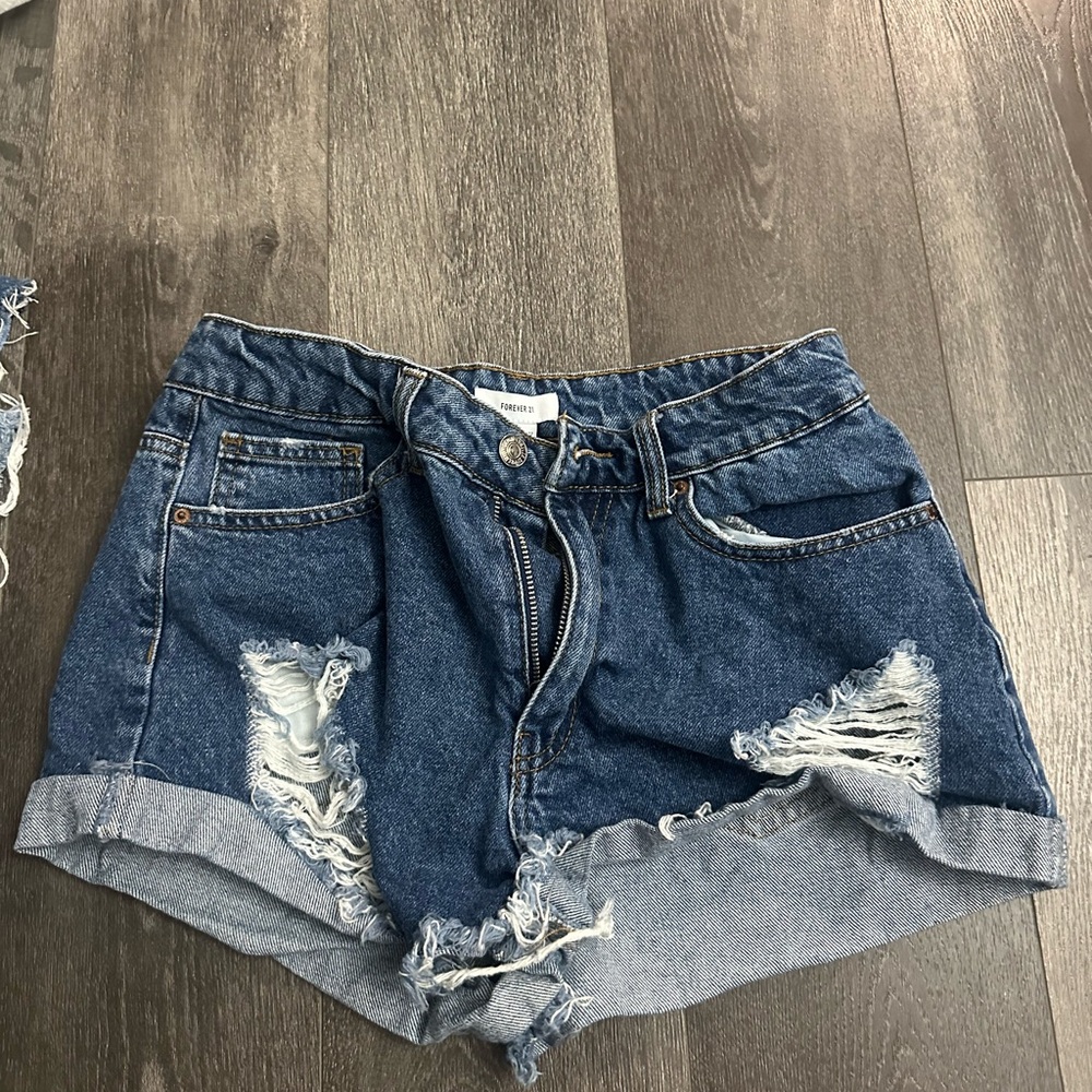 Denim Blue Distressed Women's Shorts